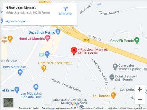 Capture d'écran de la position du cabinet infirmier sur un plan via Google Maps